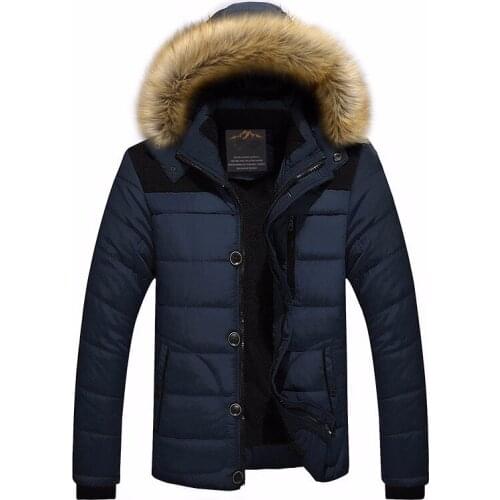 2020 Mens Winter Solid Parka Warm Jackets -20°C Degrees Celsius Simple Hem Practical Fur Hooded Coats High Quality Parka Men 5XL