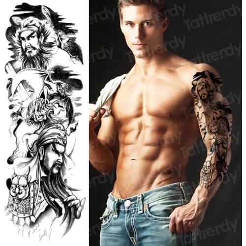Men temporary tattoo sleeves full arm large tattoo boys tribal design skull tatoo big body sticker waterproof oversleeve tattoos