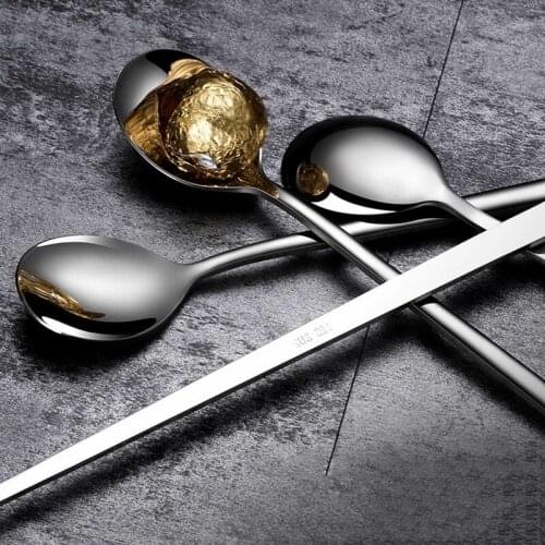 304 Stainless Steel Tableware Set Spoon Tea Spoon Dessert Coffee Ice Cream Spoons Kitchen Accessories Bar Tools New Long Handle