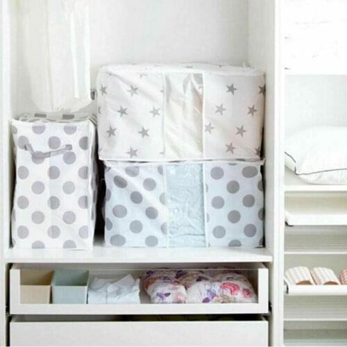 Non-woven Portable Clothes Storage Bag Household Travel Large Capacity Folding Closet Blanket Quilt Pillow Bedding Organize Box