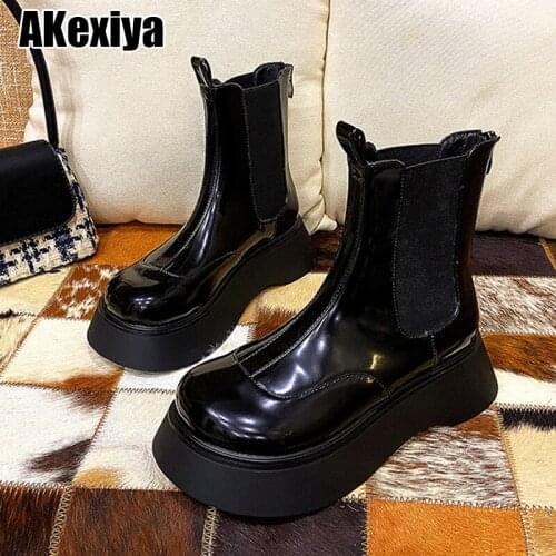 Autumn Boots For Women Platform Chelsea Boot Booties Fashion Female Thick Bottom Black Bootie BC1495