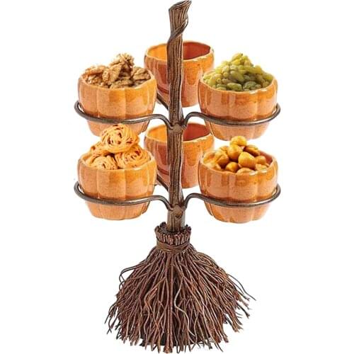 Halloween Pumpkin Snack Bowl Stand Pumpkin-shaped Snack Candy Rack Snack Holder With 3/4/6 Bowls Halloween Table Expert