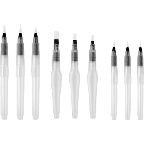 9pcs Arts Ink Pen Fountain Pen Writing Pen Water Injection Hand Painting Brush
