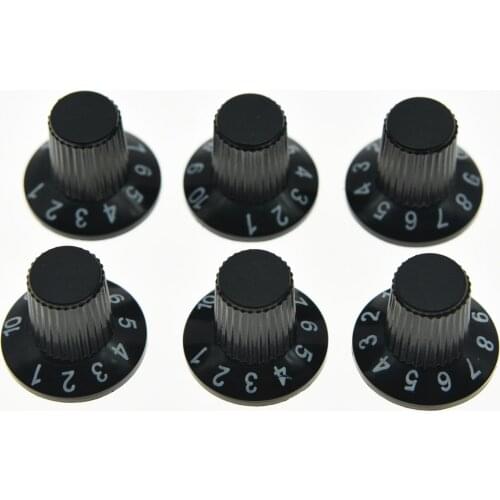 KAISH 6x Guitar AMP Amplifier Skirted Knobs Black w/ Black Top Fits for Fender