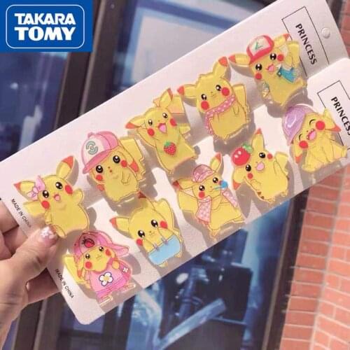 TAKARA TOMY Pokemon Pikachu Hairpin Children Acrylic Cartoon Cute Girl Hair Accessories Hair Rope Hairpin