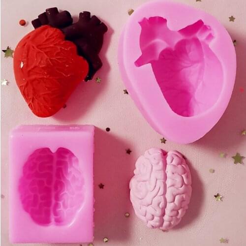 Halloween Heart Brain Silicone Mold Resin Kitchen Baking Tool DIY Pastry Cake Fondant Moulds Dessert Chocolate Lace Decoration