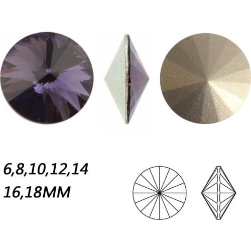 NYMR #1122 All Sizes Purple Velvet Rivoli Pointback Setting Sew On Crystal Fancy Rhinestone Strass For Garment Decoration