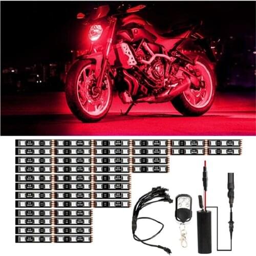 Waterproof 12PCS RGB LED Car Motorcycle Chopper Frame Glow Lights 16 Colors Flexible Neon Strips Kit Remote Control 5050SMD