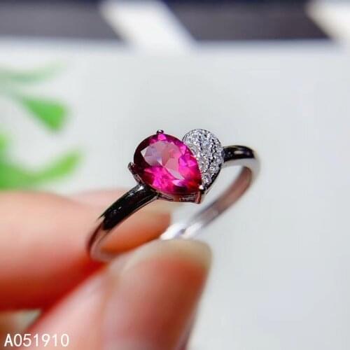 KJJEAXCMY boutique jewelry 925 sterling silver inlaid Pink crystal gemstone ladies ring trendy fashion