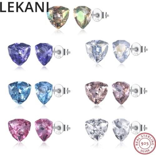 LEKANI Crystals From SWAROVSKI Trillant Fancy Stone Stud Earrings S925 Silver Simple Fine Jewelry For Women Girls 2018