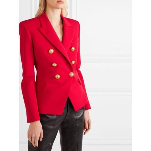 Newest Fashion Elegant Designer Solid Jacket Womens Buttons Double Breasted Slim Fitting Tweed Houndstooth Blazer Wholesale