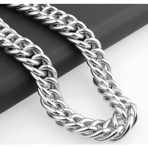 Granny Chic News Arrival 16mm Stainless Steel Curb Cuban Miami Chain Necklace Boys Mens Fashion Jewelry Link Necklace