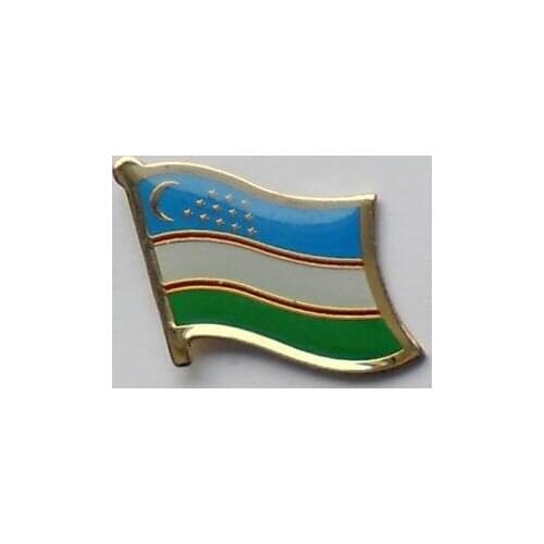 Uzbekistan country flag lapel pin badge+Iron plated brass+paints+epoxy+butterfly back button-Free shipping(350 pcs/lot)