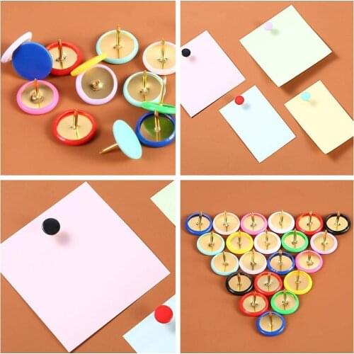 100pcs/box 12 color colorful button-shaped pushpins, multi-color plastic round head, decorative pushpins for Student stationery