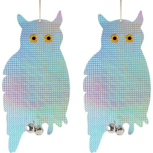 2 Pack Owl Decoy Bird Repellent Scarecrow Hanging Reflective for Garden Deterrent Scare Bird Repellent Plant Protect Tool