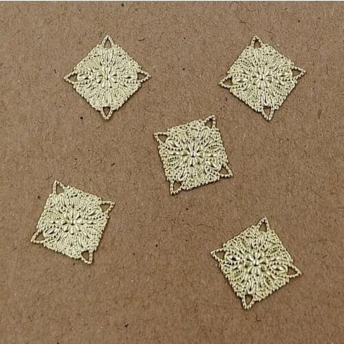 200 pieces/lot 10mm Primary color/Antique bronze Copper Filigree Square Flowers Slice Charms Jewelry DIY Components Findings