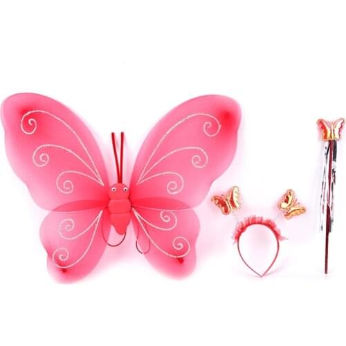 3 Pcs/lot Fairy Princess Christmas Costume Butterfly Wing Wand Headband Lovely Party Costumes Princess Decoration Girl Kids