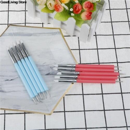 5PCS 2 Way Pottery Clay Ball Styluses Tools Polymer Clay Sculpture Tool Nail Art Tools Silicone Color Shapers Dotting Tool