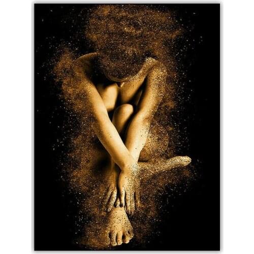 Abstract 5d DIY Diamond Painting Full Drill Square Golden Nude Woman Wall Art Diamont Painting Mosaic Embroidery Cross Stitch