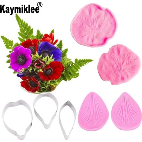 Anemone Petal Veiner Silicone Mould Flower Fondant Gumpaste Candy Mold Cake Decorating Tools ,Sugarcraft Mold CS217