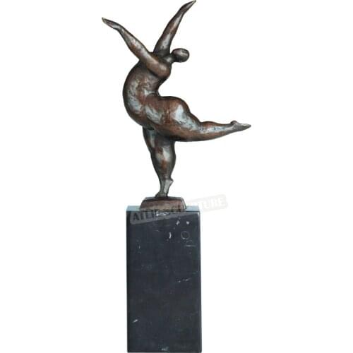 Bronze Abstract Sculpture Art Female Dance Statue Figurine Hot Cast Brass Marble Base Perfect Home Decoration