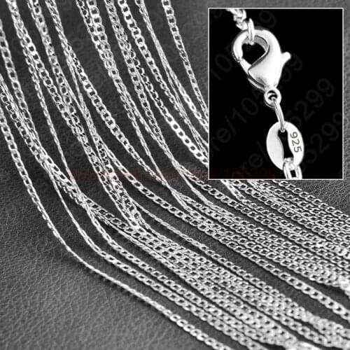 Wholesale 10PCS 16-30 Inches Mens NK Curb Chains 925 Sterling Silver Fine Jewelry Necklace Chains+Lobster Clasps Stock