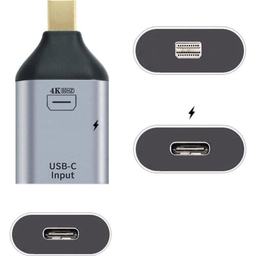 Chenyang 4K 60hz 1080p USB-C Type C Female Source to Mini Displayport DP Sink HDTV & PD Power Adapter for Phone & Laptop