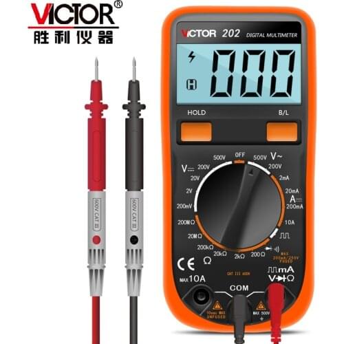 VICTOR VC201/202/203 Digital Multimeter AC/DC Voltage Current Resistance Digital Universal Meter Burn-proof Pocket Multimeter