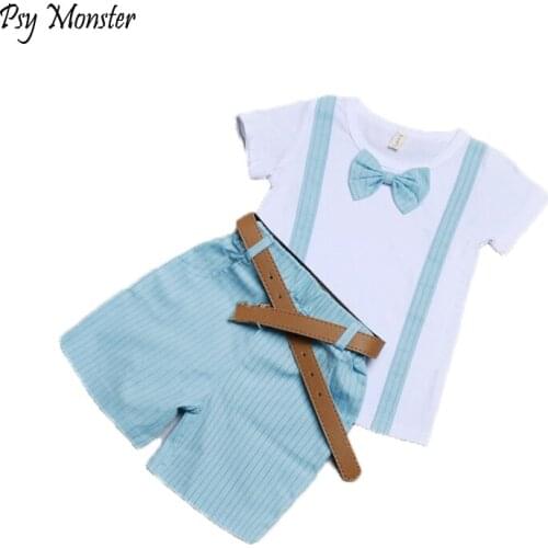 Kids Boys Sports Suit Formal Gentleman Wedding Clothing Set Shirt Shorts Trousers 2Pcs Kids Baby Boys Summer Clothes Costume N13