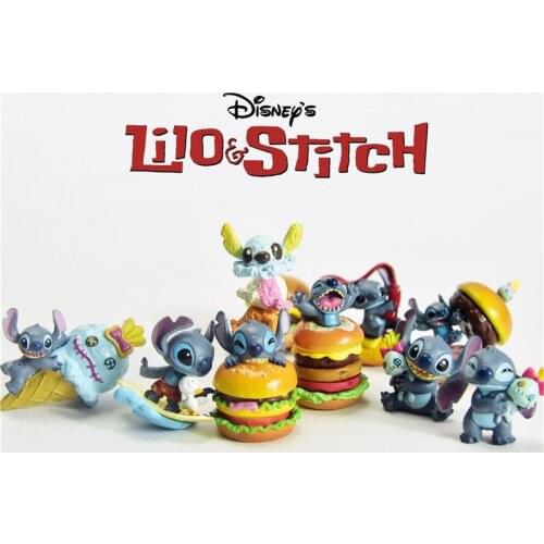 Disney Action Figures 11pcs/set Lilo Stitch Icecream Hamburger Design Stitch & Scrump Anime Figure Dolls Action Toy Kids Gifts
