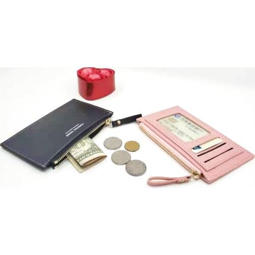 New men and women PU leather small card holder coin purse simple zipper clutch bag mini ultra-thin card holder holiday gift