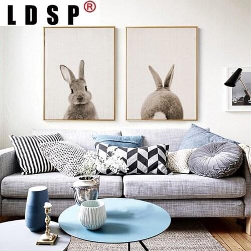 LDSP Animals Cartoon Canvas Painting Rabbit Posters Prints Nordic Minimalist Nursery Wall Art Picture for Kids Room Home Decor