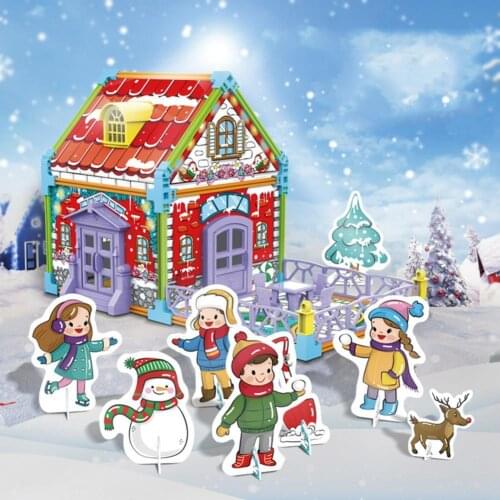 Puzzle House Model Educational Toy Painting Coloring 3D Jigsaw Kids Educational Toys for Children Gifts