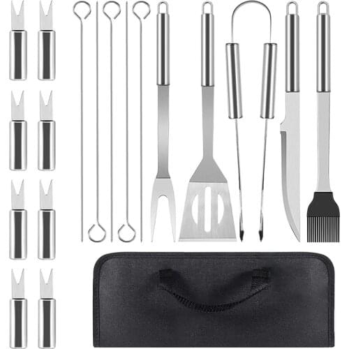 BBQ Tools Set, Grilling Accessories, 18 PCS Stainless Steel Grill Kit, Dad Grilling Gifts, Great Barbecue Utensil Tool