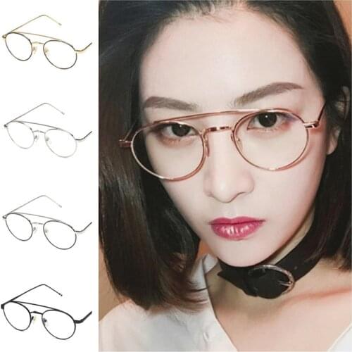 NEW Fashion Womem & Men Optical Glasses Personality Double Beam Anti-UV Spectacles Alloy Frame Eyeglasses