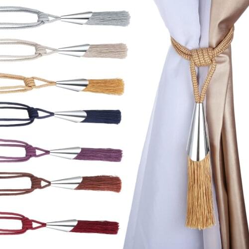 New 2pcs Hooks Curtain Tiebacks Antique Tassels Holdbacks Drapery Fasteners Ropes Home Bedroom Living Room Curtain Decoration