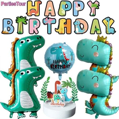 Dinosaur Birthday Party Supplies Happy Birthday Banner Ballons 18'' Dinosaur Foil Balloons kit Baby Shower Dino Party Decortions