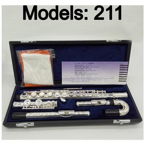 Professional Flute 211 Silver Plated Flute Instrument Intermediate Student Curved Headjoint Flutes C Leg 16 Holes Closed E Key