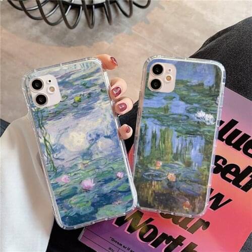 Claude Monet Garden Lotus Bridge Phone Case Transparent for iPhone 11 12 mini pro XS MAX 8 7 6 6S Plus X 5S SE 2020 XR