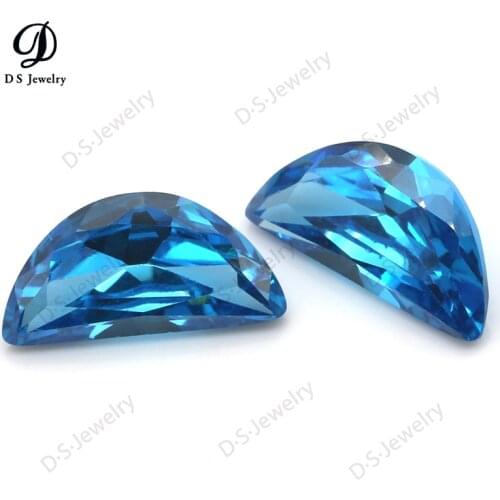 Sale Loose Aquamarine Color Semilune Synthetic Cubic Zirconia Stone Half Moon Shape Zircon Beads CZ Gems For Jewelry