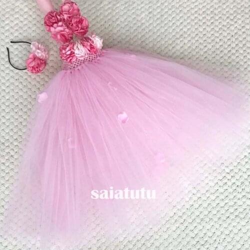 Pink dancing T-show flower girl wedding dresses children party princess kids birthday gift piano christmas tutu dress Vestido