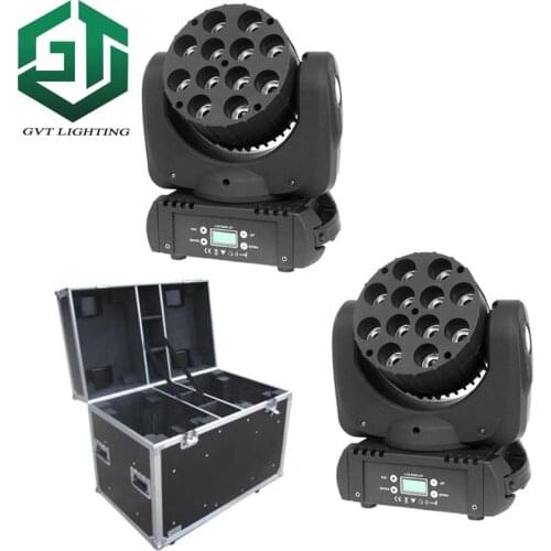 2pcs/lot With flight case dj Stage Moving Head Light Beam LED 12x 12-Watts RGBW QUAD for Party Club Pub Show Band