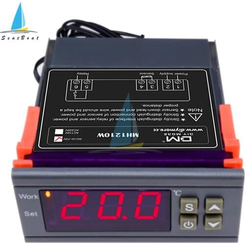 MH1210W 220V 110V 24V 12V Digital Thermostat Temperature Controller Regulator NTC Sensor Heating Cooling Control For Incubator