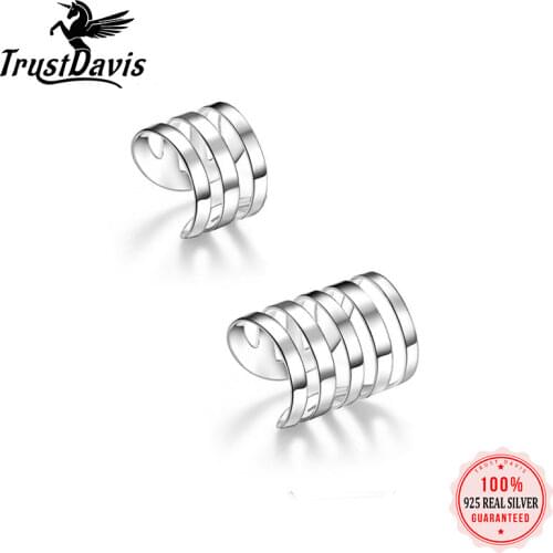 ElfoPlataSi Real 925 Sterling Silver Fashion Minimalist 3/5 Layer Charm Clip Earring For Women Wedding Party Fine Jewelry DD269