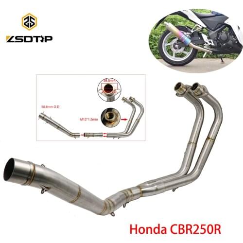 ZSDTRP Motorcycle Stainless Steel Exhaust System Mid Tube Link Connect Pipe For Honda CBR250R 2018-2019 Mid Tube Pipe Exhaust