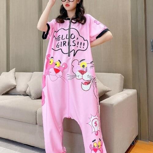 Summer Women Pink Panther Jumpsuits 2020 Women Short Sleeve Jumpsuits With Sequin Female Lovely Jumpsuits Z628