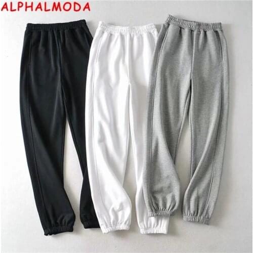 ALPHALMODA American Street Style New Autumn Winter Sports Pants Womens Harun Leggings with Slit Zipper Casual Pants Fashion