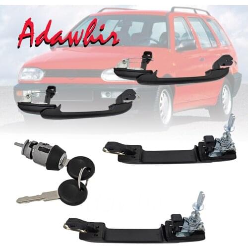 1 Set Front Rear Outer Door Handles Ignition Lock Core for 1992-1995 VW Golf Jetta Vento-EU 1H0837207/B/C 1H4839205