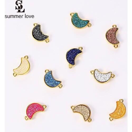 10PCS Cute Resin Stone Connector DIY Moon Charms for Bracelet Necklace Earrings Base Findings Women Jewelry Accessoris 2019 New