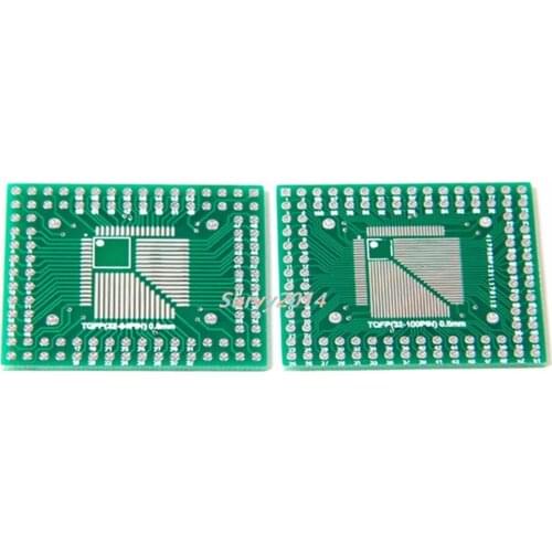 10Pcs QFP/TQFP/FQFP/LQFP 32/44/64/80/100 To DIP Adapter PCB Board Converter